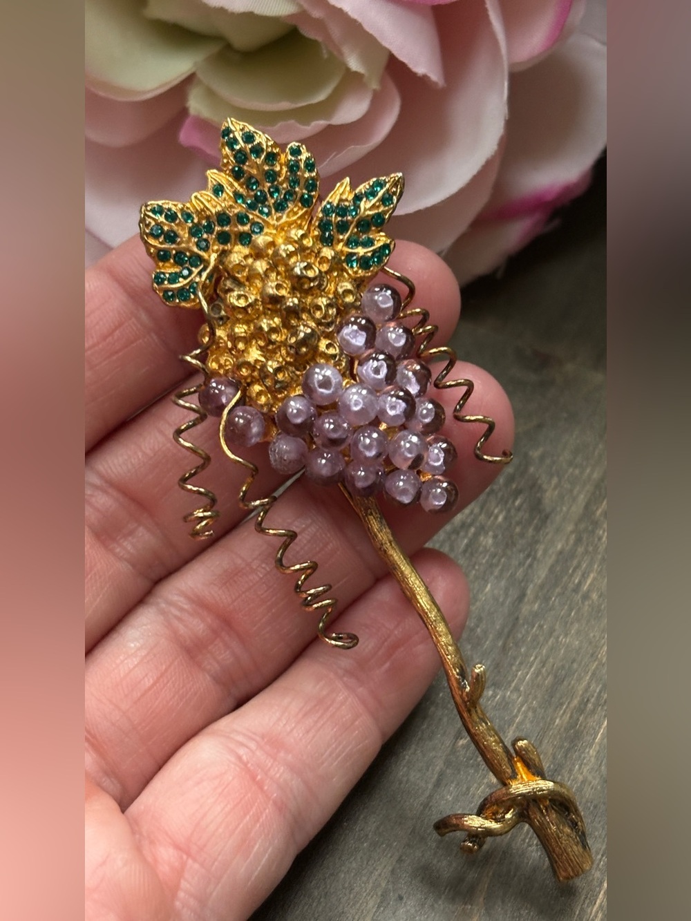 Salvador Dali Joies Grapes of Immortality Pin Brooch 23K GoldPlate